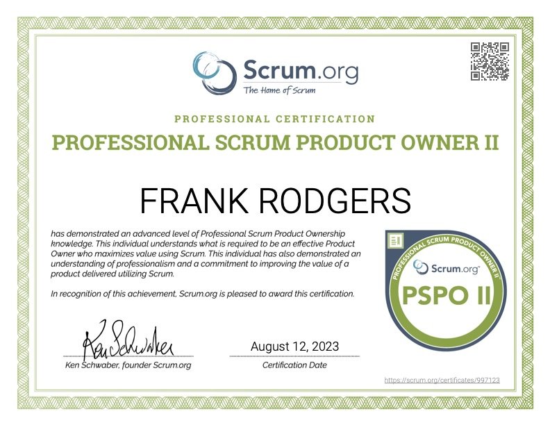 Professional Scrum Product Owner II