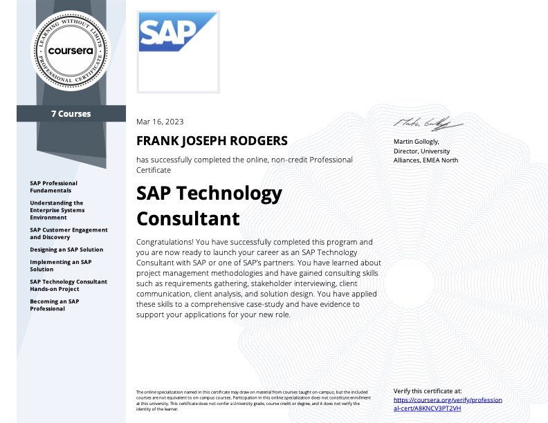 SAP Technology Certification